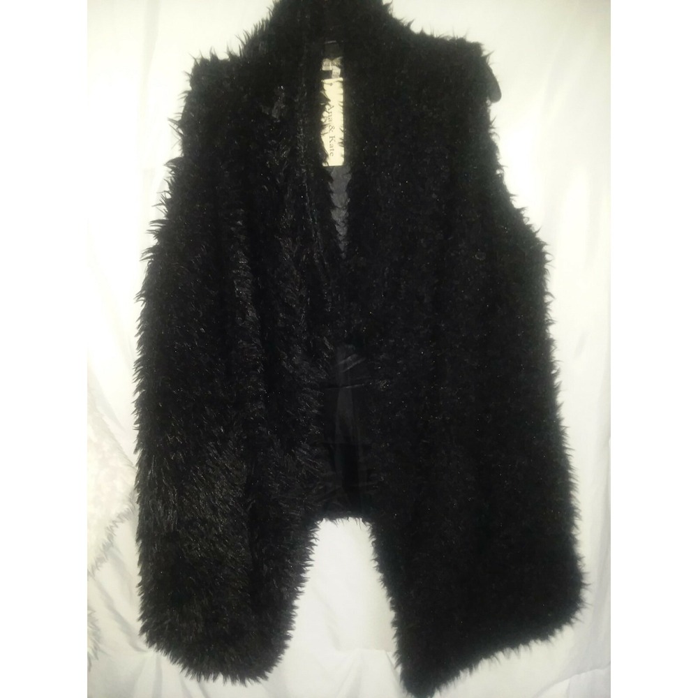 Ana & Kate Women's Black Warm Soft Faux Fur Vest with side pockets Size S/M